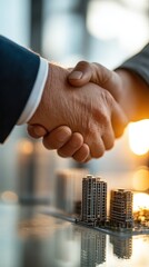 Business Partnership Agreement with Handshake in Modern Office Setting