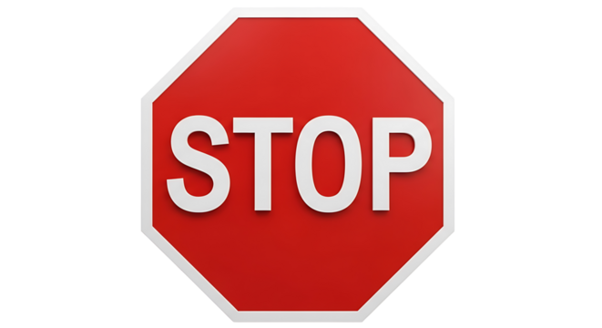 Bold red stop sign demands attention for safety