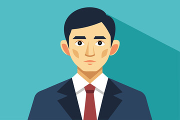 Professional man in business suit with light blue background during a corporate presentation