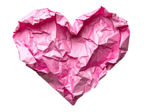 Pink crumpled paper heart