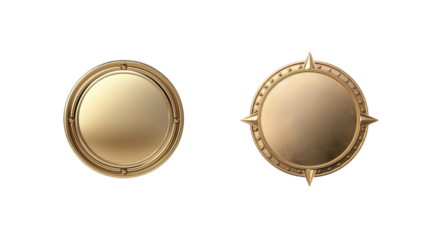 Elegant gold round medallion and compass-inspired plaque on black