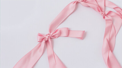 Pink ribbon bow tied in elegant composition