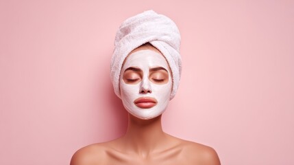 The woman enjoying a soothing facial treatment with a skincare mask.