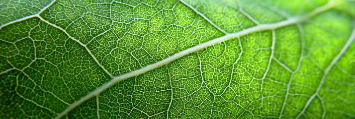 Extreme Close Up Macro Photography of a Vibrant Green Leaf Surface Showing Intricate Vein Patterns