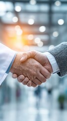 Close-Up of Professional Handshake in Modern Office Environment