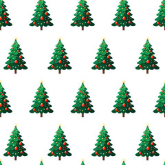 Christmas seamless background. Xmas seamless pattern. Christmas tree seamless pattern. Vector seamless pattern with Xmas trees. Cute evergreen tree. Seamless Christmas background with decorative trees
