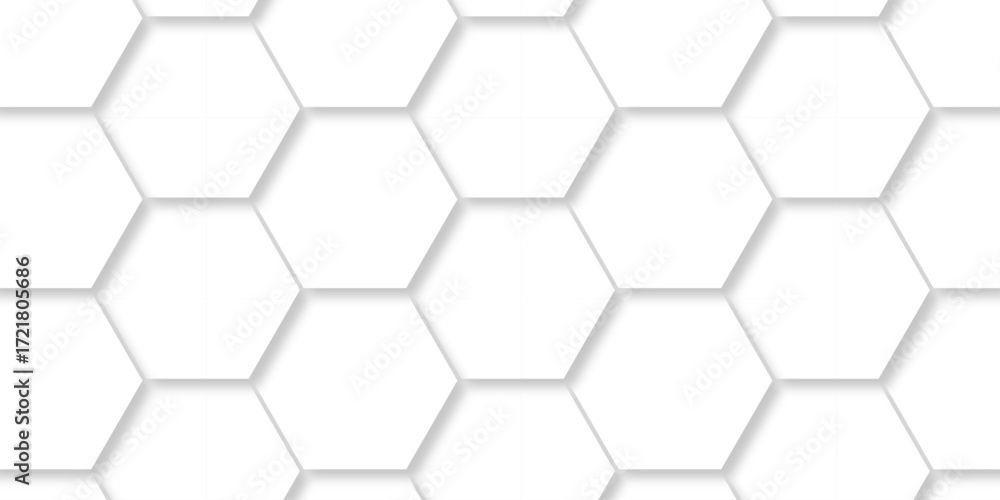 Poster abstract pattern hexagonal white technology line paper background. hexagonal grid tile mosaic struct