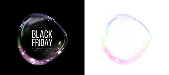 Explore vibrant Dynamic Black Friday bubbles in PNG format, ideal as overlays for transparent photo designs