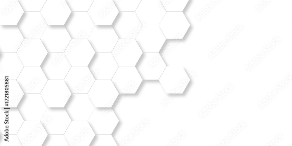 Sticker abstract pattern hexagonal white technology line paper background. hexagonal grid tile mosaic struct