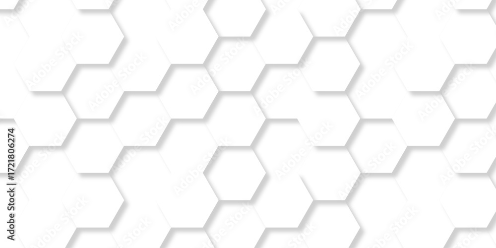 Poster abstract pattern hexagonal white technology line paper background. hexagonal grid tile mosaic struct