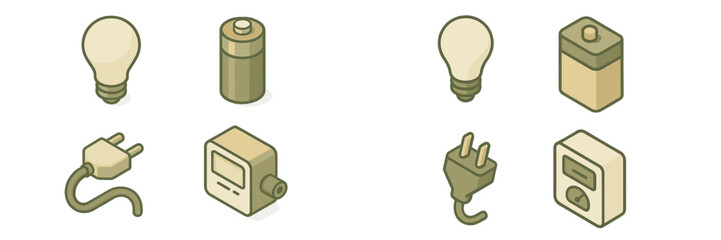 Illustrations of common electrical components displayed in a simple and clean design for easy identification