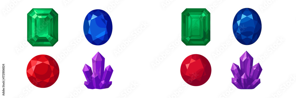 Poster colorful collection of sparkling gemstones and crystals arranged in a visually appealing display