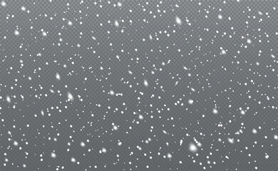 White falling snow on transparent background