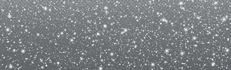 White falling snow on transparent background