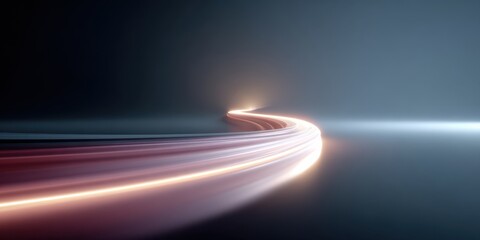 Abstract Orange and Pink Light Streaks Creating a Curve on Dark Background bright
