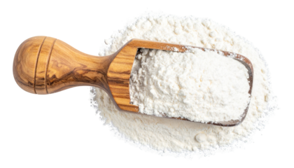 Wooden scoop filled with white flour (1)