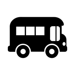 Silhouette school bus icon clean bold vector design with white background illustration