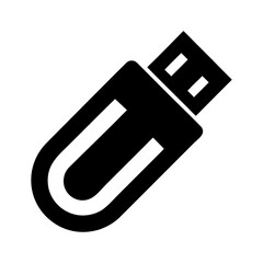 Vector icon of usb stick silhouette symbolizing memory storage vector with white background