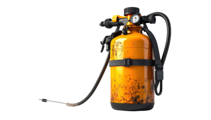 Orange pressure sprayer with splatter effect
