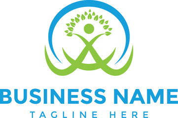 Letter A Charity and Humanity Logo with leaf, letter A abstract logo for charity