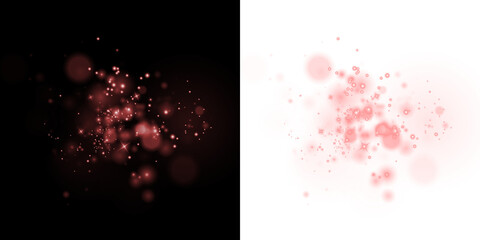 Abstract red bokeh overlay on contrasting black and white backgrounds, creating a dreamy atmosphere, ideal for graphic design and artistic projects with copy space © Виктория Проскурина