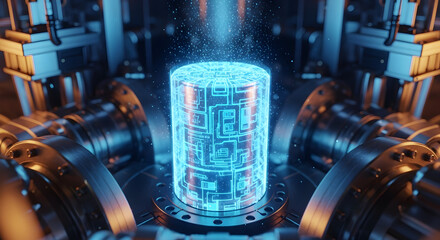 Futuristic Technology Data Processing Server Room Digital Transformation Innovation Cyber Security Advanced Computing Network Infrastructure Machine Learning Artificial Intelligence Big Data