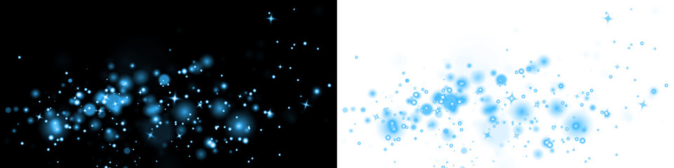 Blue bokeh overlay with sparkling light effects on black and white backgrounds, creating a dreamy atmosphere for creative design projects and visual storytelling © Виктория Проскурина