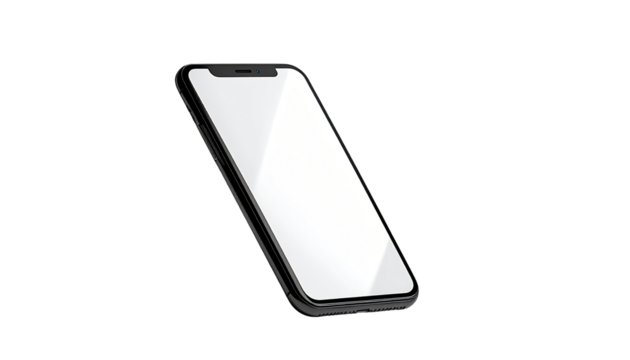 Black smartphone mockup, angled view