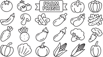 Fototapeta premium Vector art of farm fresh vegetables for healthy eating concept