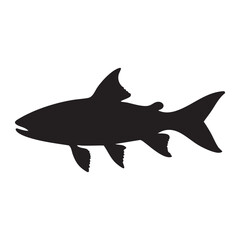 Obraz premium silhouette of fish black isolated on white background