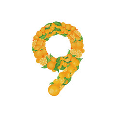 Number 9 with orange illustration 