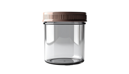 Clear glass jar with a light peach-colored lid