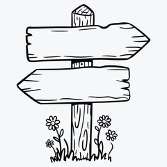 wooden signpost with flowers