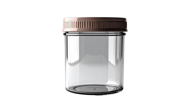 Clear glass jar with a light peach-colored lid