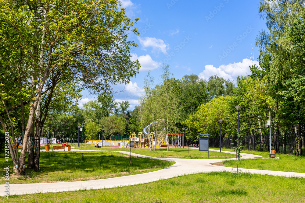 Canvas Prints walking pathes and playground inpark in summer