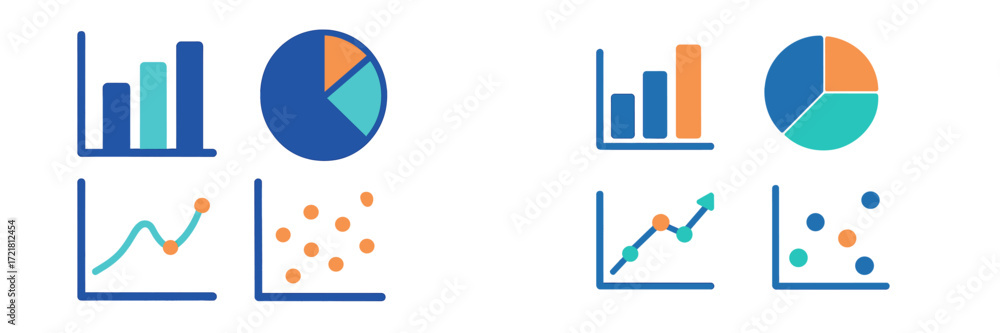Poster stylish and modern data visualizations with bar charts and pie charts for business presentations and