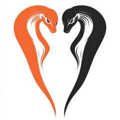 A contemporary picture of a snake set against both white and black backgrounds