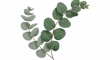 爽やか緑葉 優雅に弧を描くユーカリ 自然光が優しく照らす