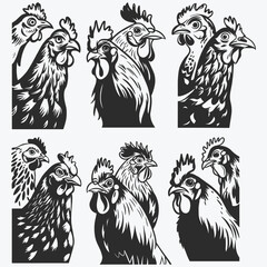 Chickens Svg, Peeking Rooster svg files Cricut, Funny Poultry Farm Logo
