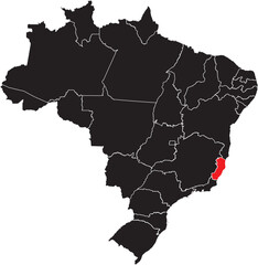 Espirito Santo State Highlighted on Brazil Map