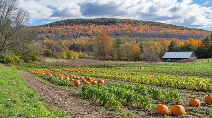 Autumnal Pumpkin Patch in Rural Vermont