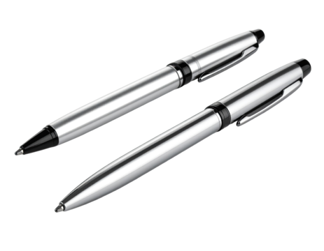Two metallic pens angled, high-quality