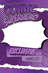 purple comic book cover design concept