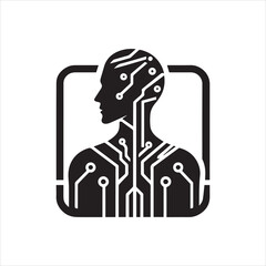 Profile View of a Futuristic Humanoid with Circuitry.