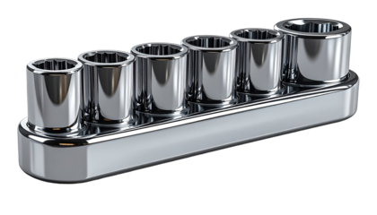 Chrome-plated socket set in a holder