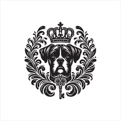 Regal Boxer Dog Emblem with Ornate Frame.