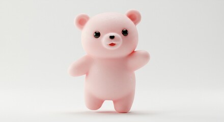 Obraz premium 愛らしいピンクのクマ 柔らかな光で輝く 優しい表情 This translates roughly to: 