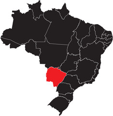 Fototapeta premium Mato Grosso do Sul State Highlighted on Brazil Map
