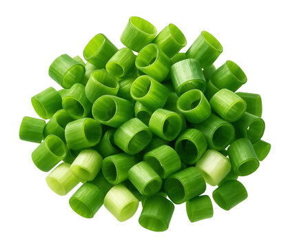 Chopped green onion on white background.