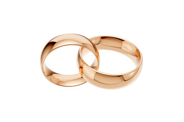 Golden wedding rings. gold illustration with transparent background. Symbols of love and fidelity. Male and female ring interlocked with each other
